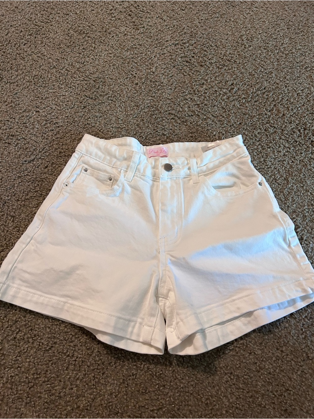 Pink Lily White High-Rise Denim Shorts
